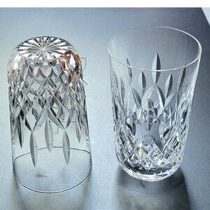 (Like New) Set of 2 ☘️ WATERFORD CRYSTAL LISMORE 12 Oz Flat Tumblers 5" Tall